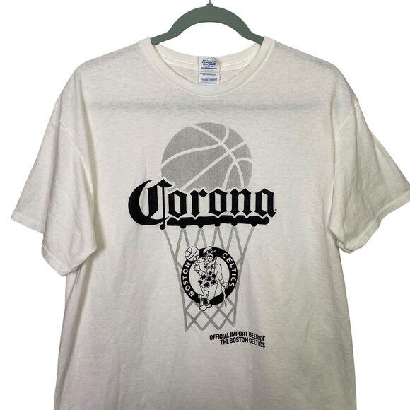 Boston Celtics Corona Shirt Mens L White Beer NBA Short Sleeve Graphic Tee Logo - Picture 5 of 10